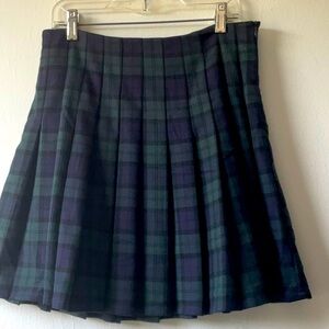 Brandy Melville Green and Blue Plaid A-Line Skirt